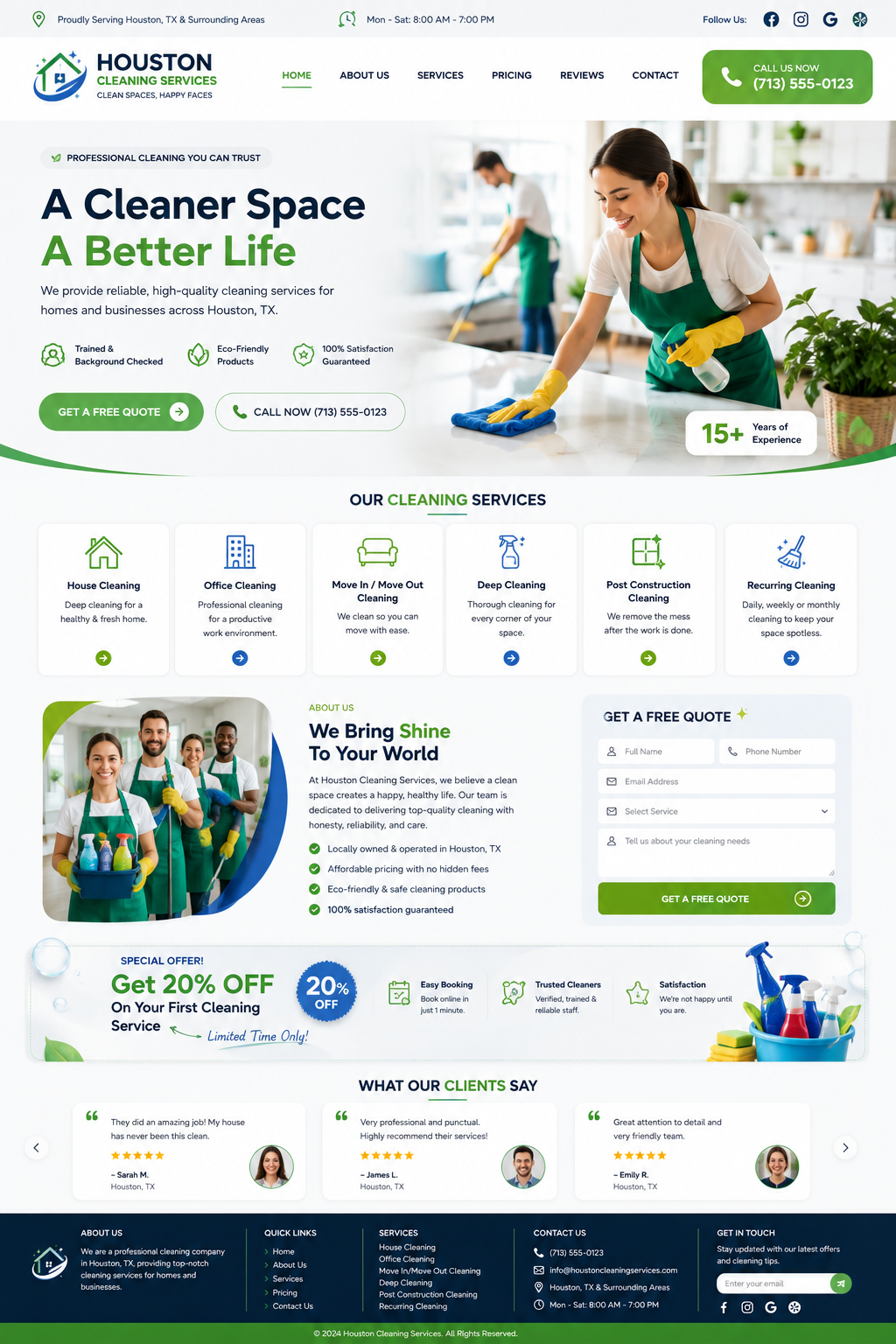 Modern Cleaning Services Website Design | Houston, TX